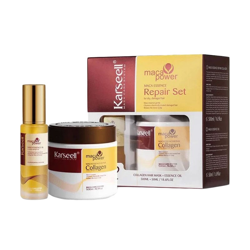 Набір для відновлення волосся Karseell Мaca Essence Repair Set з есенцією маки (маска для волосся, 500 мл + олія-есенція, 50 мл)
